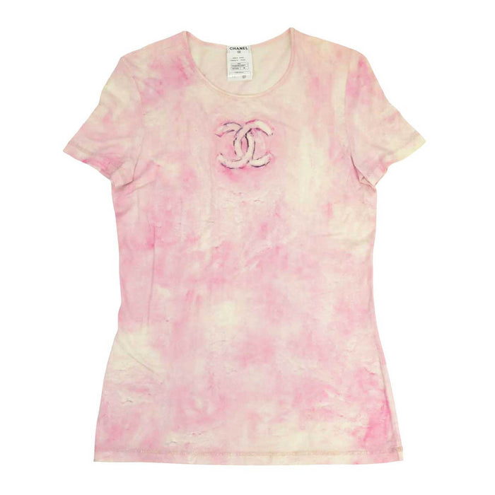 CHANEL 
09C ロゴ COCO CC ラメライン 
ココマーク ショートスリーブ Tシャツ