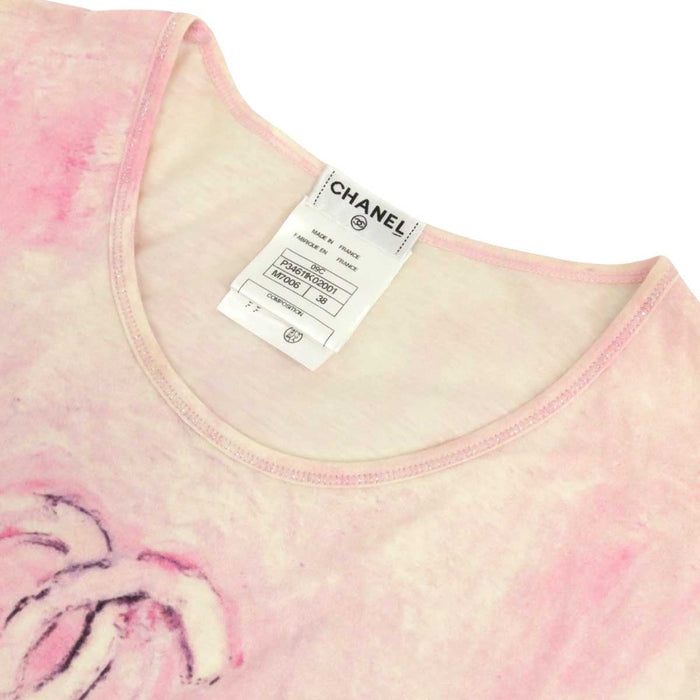 CHANEL 
09C ロゴ COCO CC ラメライン 
ココマーク ショートスリーブ Tシャツ