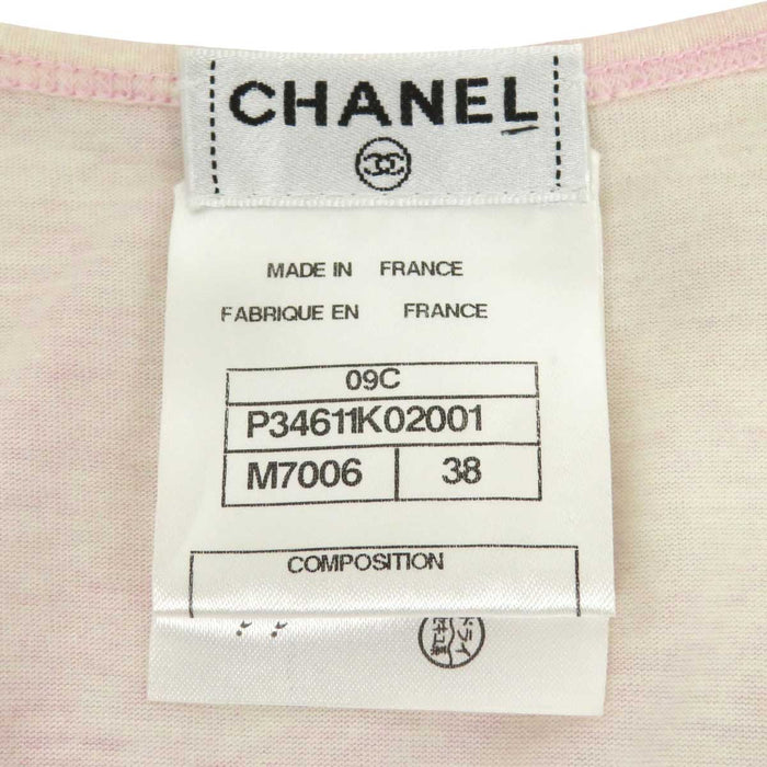CHANEL 
09C ロゴ COCO CC ラメライン 
ココマーク ショートスリーブ Tシャツ