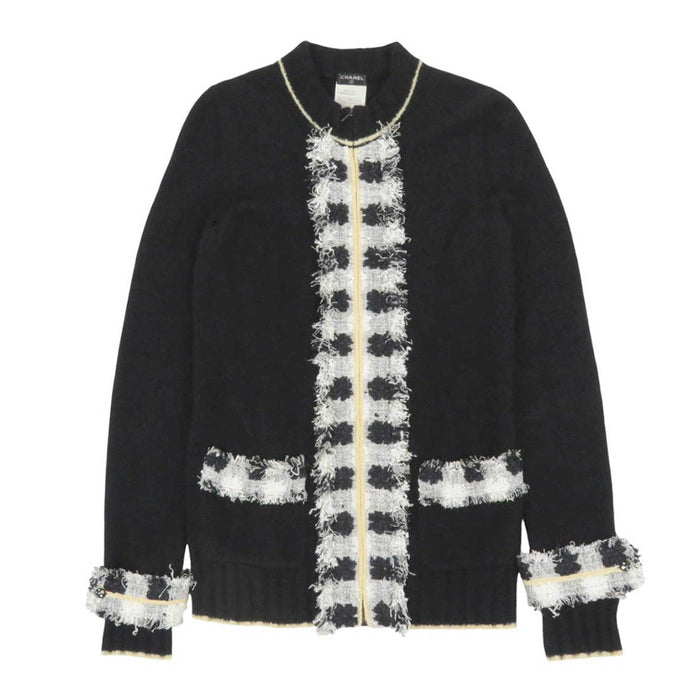 CHANEL 
COCO CC ココボタン ラインストーン ツイード フリンジ 05A 
ココマーク カシミヤ ジップアップ カーディガン