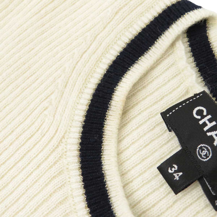 CHANEL 
COCO CC ロゴ ハート 
ココマーク ボーダー カシミヤ 半袖ニット
