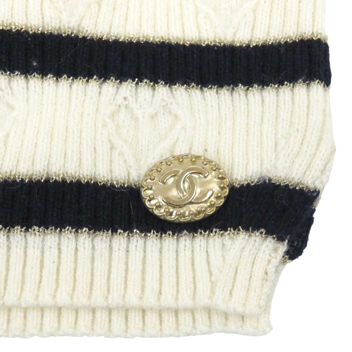 CHANEL 
COCO CC ロゴ ハート 
ココマーク ボーダー カシミヤ 半袖ニット