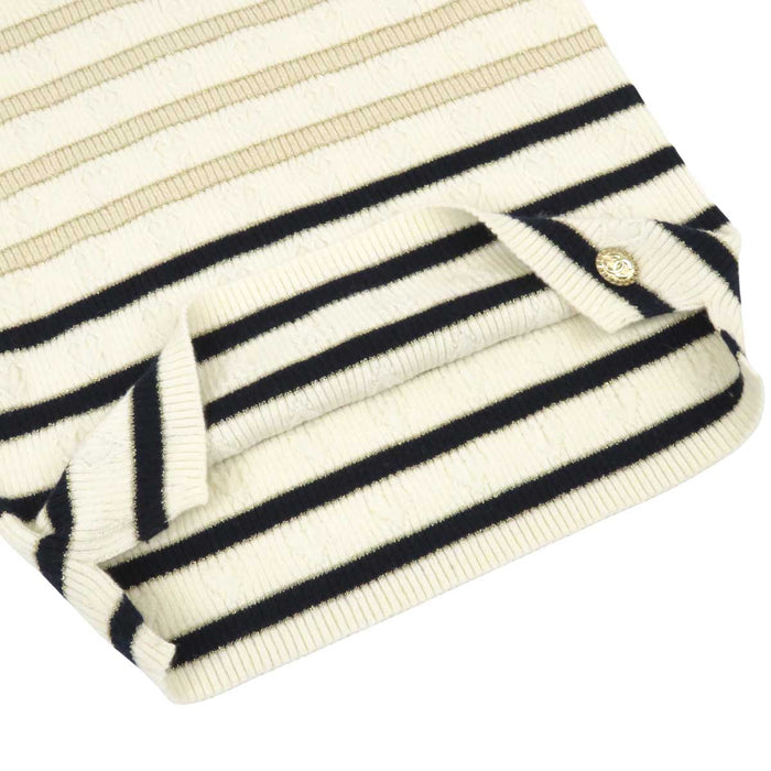 CHANEL 
COCO CC ロゴ ハート 
ココマーク ボーダー カシミヤ 半袖ニット