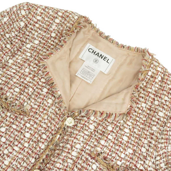 CHANEL 
06P ロゴ COCO CC ココボタン ツーピース スカート 
ココマーク ツイード フリンジ セットアップ