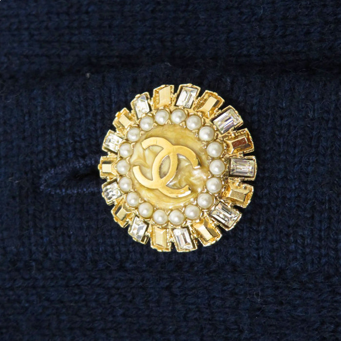 CHANEL 
09A COCO CC ココボタン ストラス コスチュームパール 
ココマーク カシミヤ カーディガン