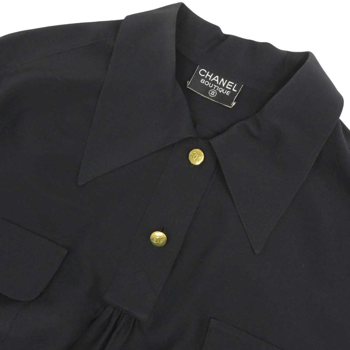 CHANEL 
COCO CC ココボタン 
ココマーク シフォン ブラウス