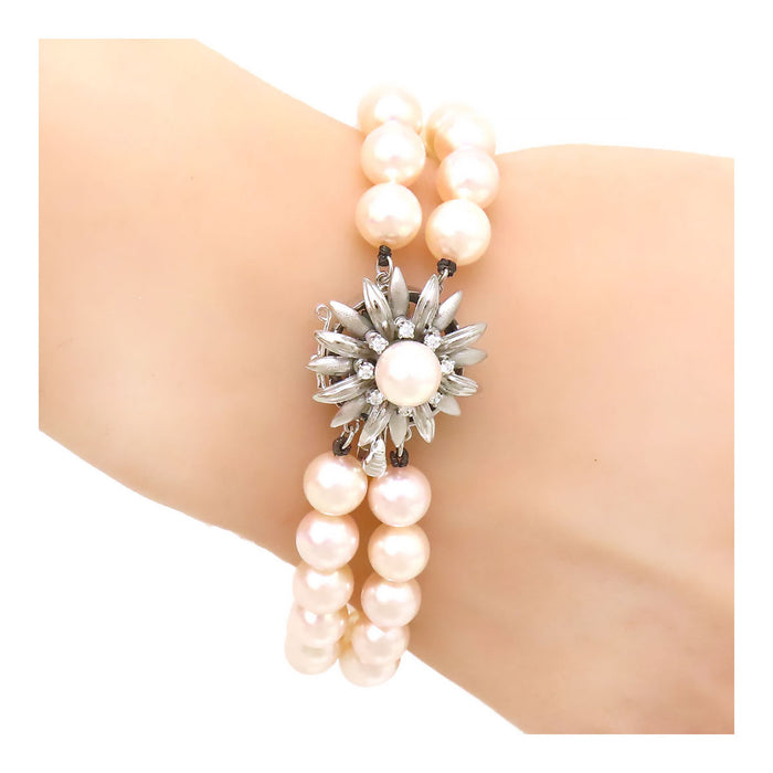 MIKIMOTO 
アコヤ パール フラワー 2連 ブレスレット