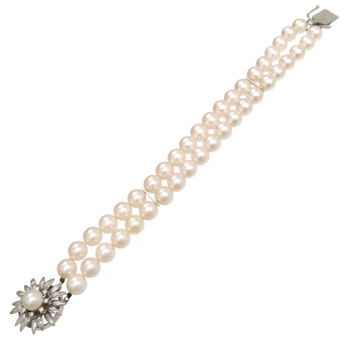 MIKIMOTO 
アコヤ パール フラワー 2連 ブレスレット