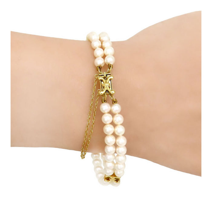 MIKIMOTO 
パール クロスモチーフ 2連 ブレスレット