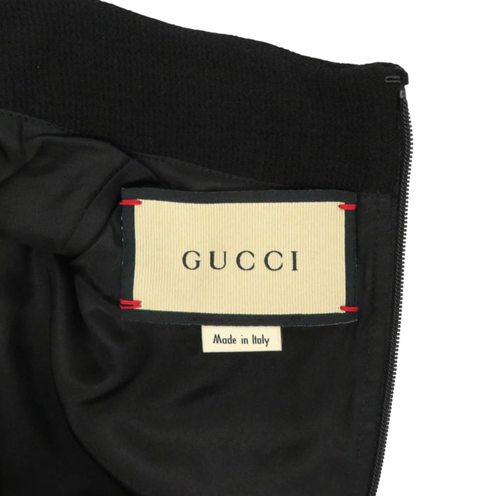 GUCCI 
ロゴ ベルト ハイネック ストライプ 
ハーフスリーブ ウール ワンピース