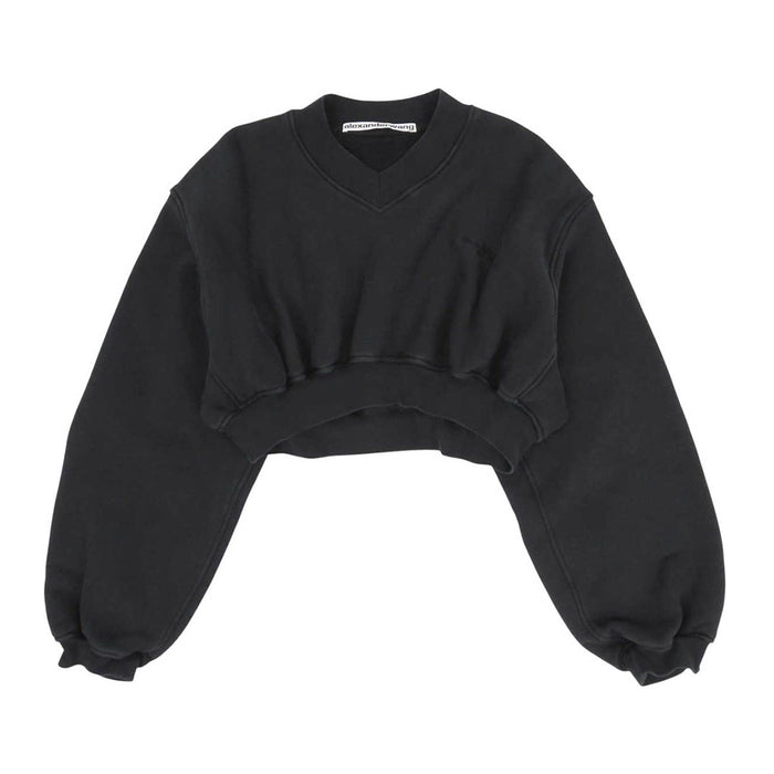 Alexander Wang 
Alexander Wang V-neck Cotton 
Logo Embroidery Cropped Sweatshirt