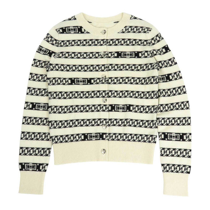 CHANEL 
17P ロゴ COCO CC チェーンモチーフ ココボタン 
ココマーク ロングスリーブ カシミア ニット カーディガン