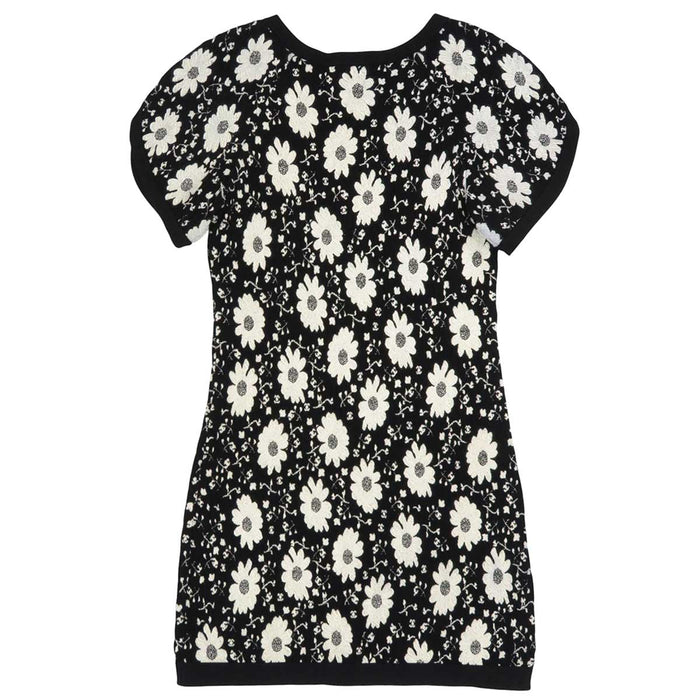 CHANEL 
COCO CC bottone fiore motivo totale misto cotone misto rayon 
marchio Coco abito a maniche corte