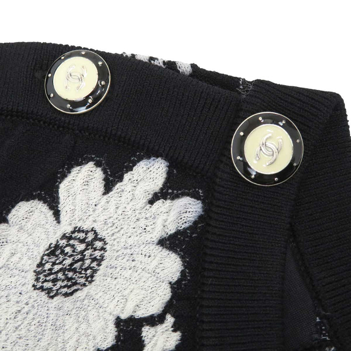 CHANEL 
COCO CC bottone fiore motivo totale misto cotone misto rayon 
marchio Coco abito a maniche corte