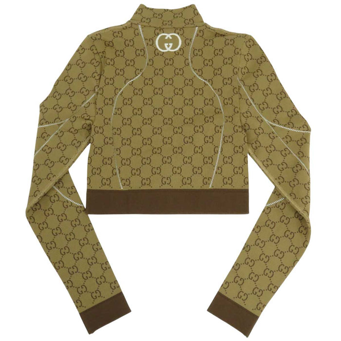 GUCCI 
Logo GG Jacquard Short Length Sports 
GG Half Zip Cropped Jersey Top