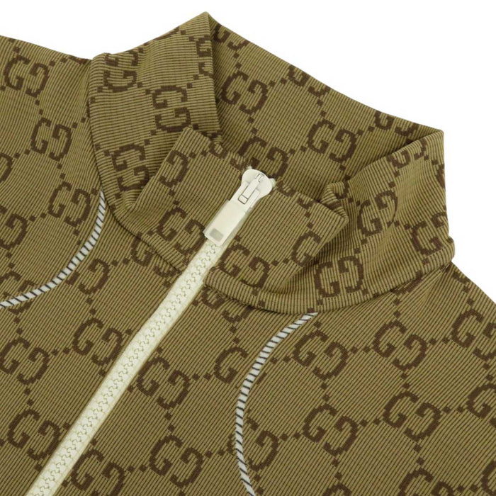 GUCCI 
Logo GG Jacquard Short Length Sports 
GG Half Zip Cropped Jersey Top