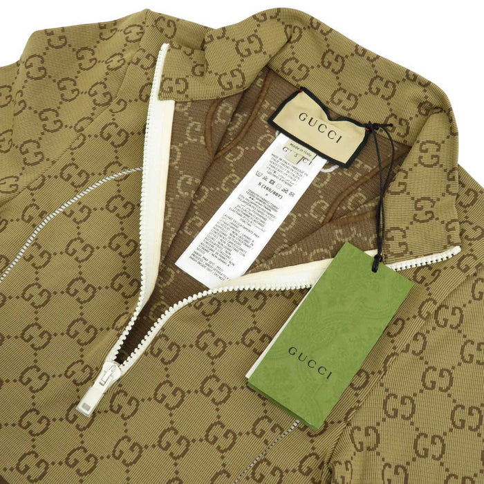 GUCCI 
Logo GG Jacquard Short Length Sports 
GG Half Zip Cropped Jersey Top
