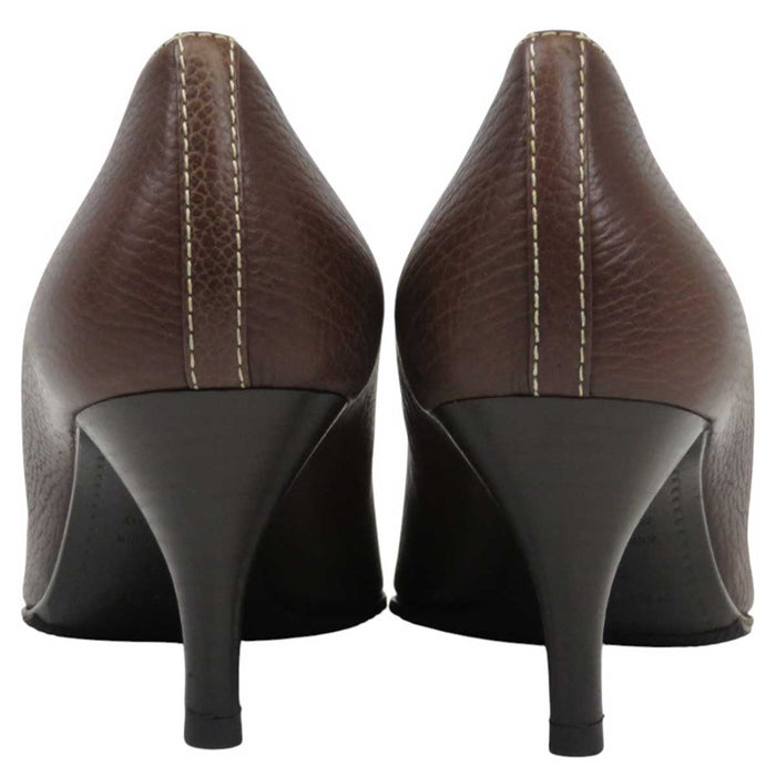 HERMES 
シルバーカラー金具 
ポインテッドトゥ レザー パンプス