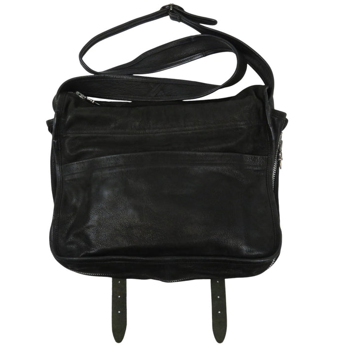 CHROME HEARTS 
CEM CRS Dagger Zip Cross Ball Scroll Label Leather 
Cemetery Cross Patch Soft Shoulder Bag Large