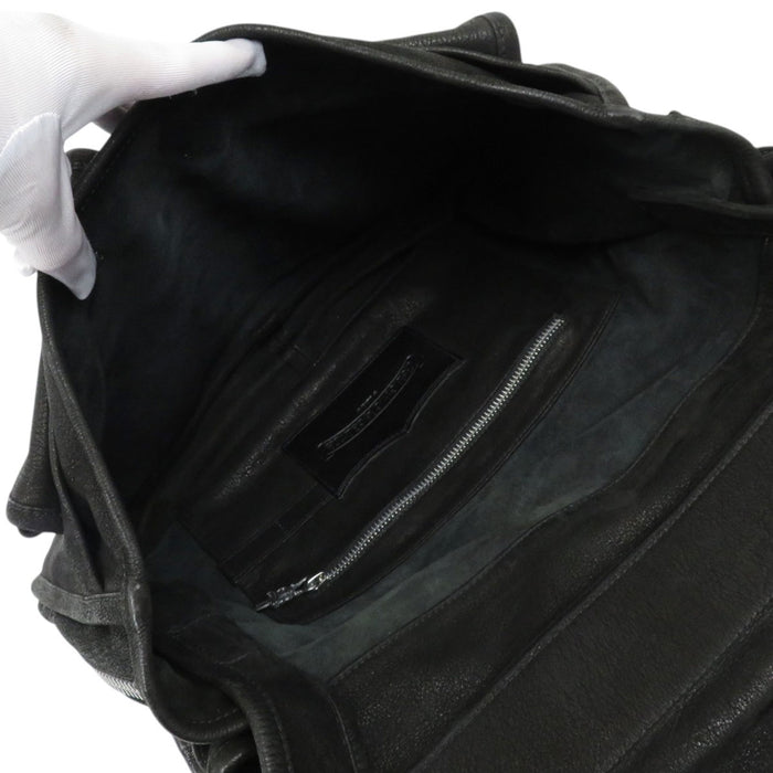 CHROME HEARTS 
CEM CRS Dagger Zip Cross Ball Scroll Label Leather 
Cemetery Cross Patch Soft Shoulder Bag Large