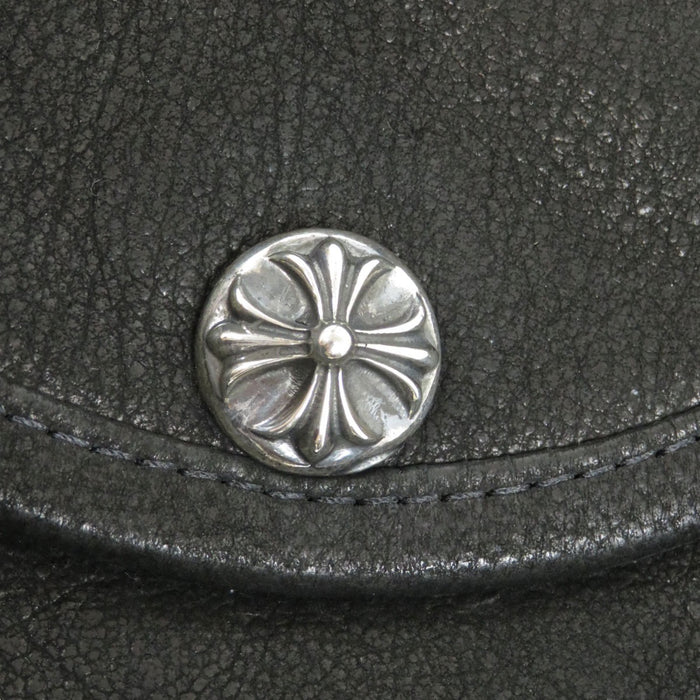 CHROME HEARTS 
CEM CRS Dagger Zip Cross Ball Scroll Label Leather 
Cemetery Cross Patch Soft Shoulder Bag Large