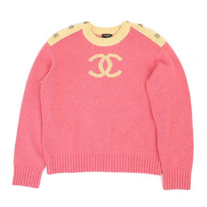 CHANEL 
COCO CC ココボタン 
ココマーク ロゴ プルオーバー カシミヤ ニット