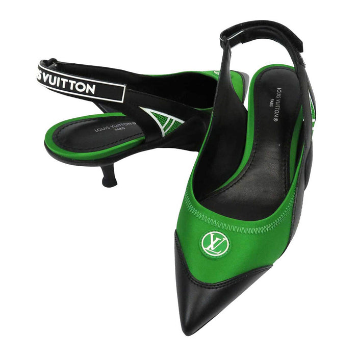 LOUIS VUITTON 
LV cercle satin cuir 
Arclight ligne slingback escarpins