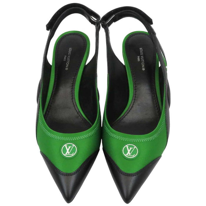 LOUIS VUITTON 
LV cercle satin cuir 
Arclight ligne slingback escarpins