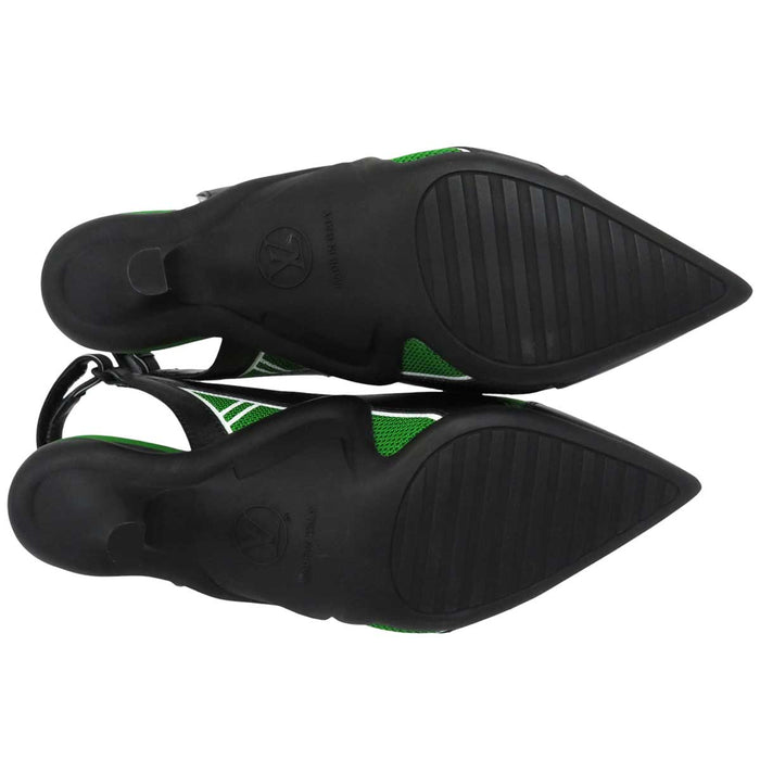 LOUIS VUITTON 
LV cercle satin cuir 
Arclight ligne slingback escarpins