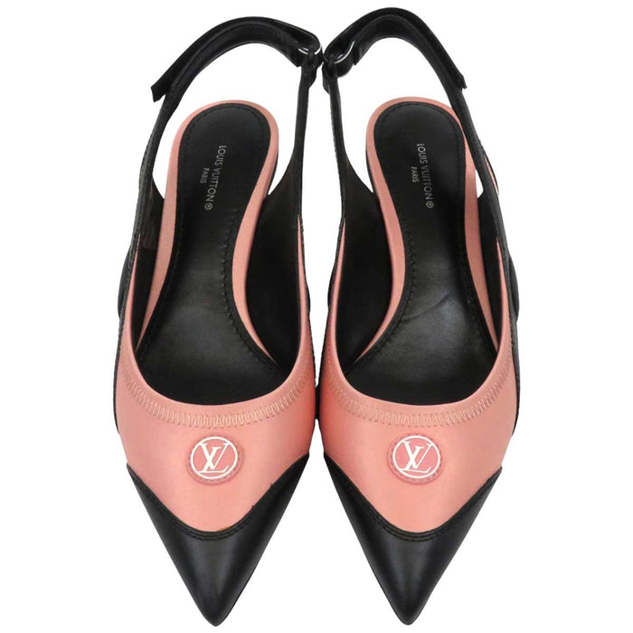 LOUIS VUITTON 
LVサークル ロゴ サテン 
アークライトライン スリングバック パンプス