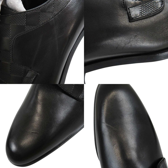 LOUIS VUITTON 
LV chaussures derby en cuir à bout plain 
ligne Hausmann 
Damier
