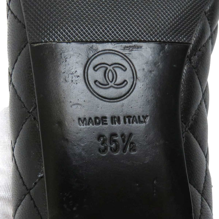 CHANEL 
COCO CC ロゴ レザー ラウンドトゥ 
ココマーク マトラッセ バレエシューズ