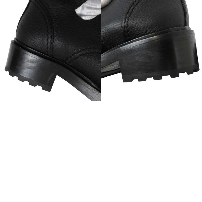 CHANEL 
COCO CC Logo Costume Pearl Leather 
Coco Mark Lace-up Short Boots