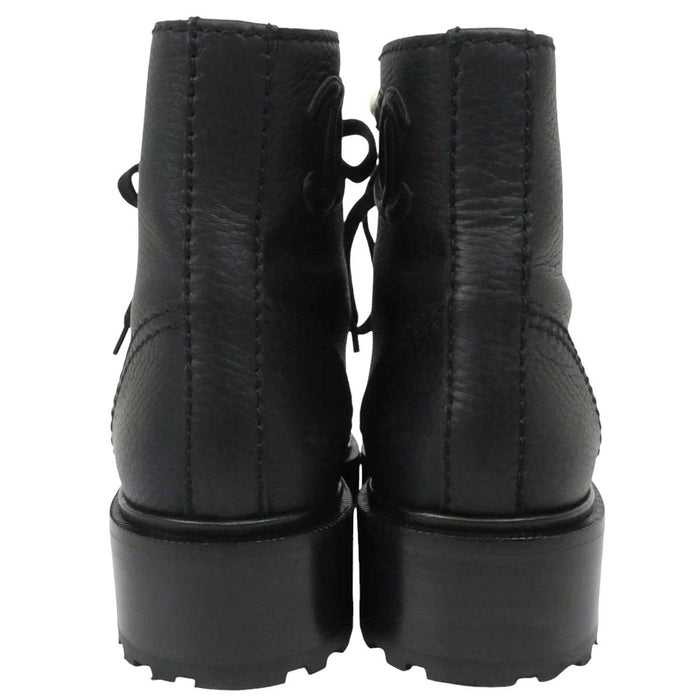 CHANEL 
COCO CC Logo Costume Pearl Leather 
Coco Mark Lace-up Short Boots