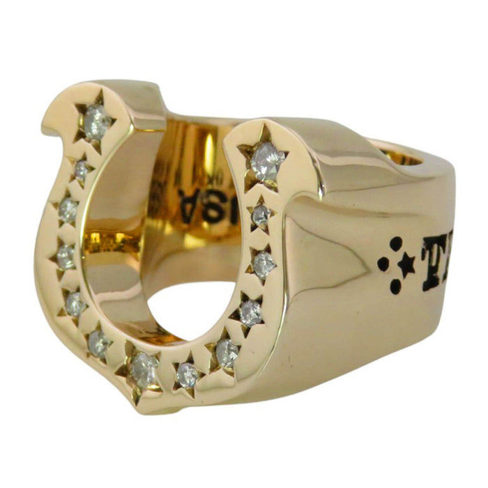 FILET MIGNON 
T-H.S BAGUE en or jaune 
8K FER À CHEVAL BAGUE DIAMANT TAILLE ÉPAISSE