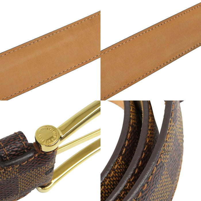 LOUIS VUITTON 
LV logo cuir 
ceinture rivetée Damier