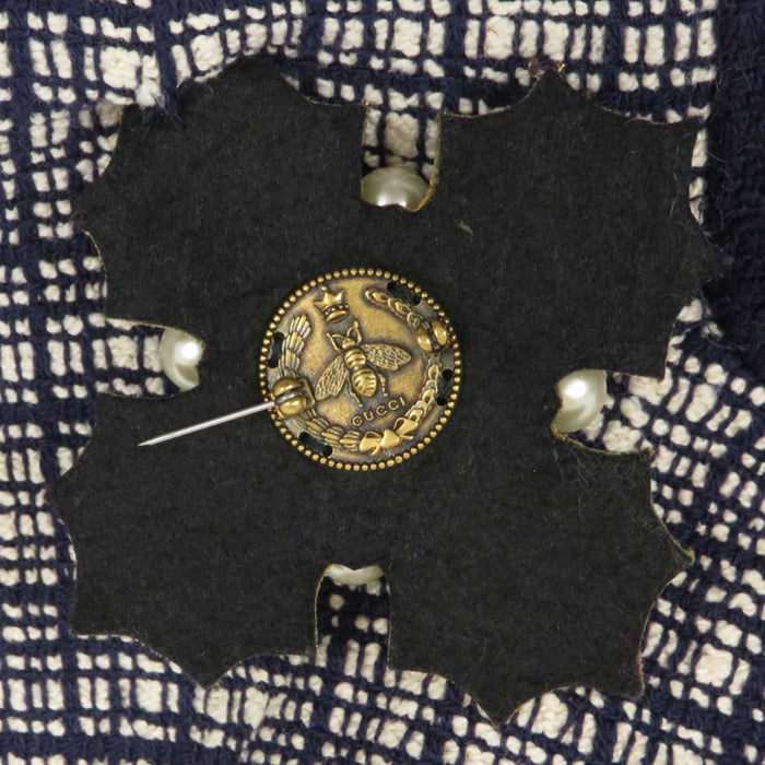 GUCCI 
ブローチ ステンカラー コットン シルク 
ツイード ショートジャケット