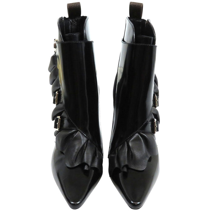 LOUIS VUITTON 
LV ロゴ パテントレザー ハイヒール 
ジャネット ライン アンクルブーツ 
モノグラム