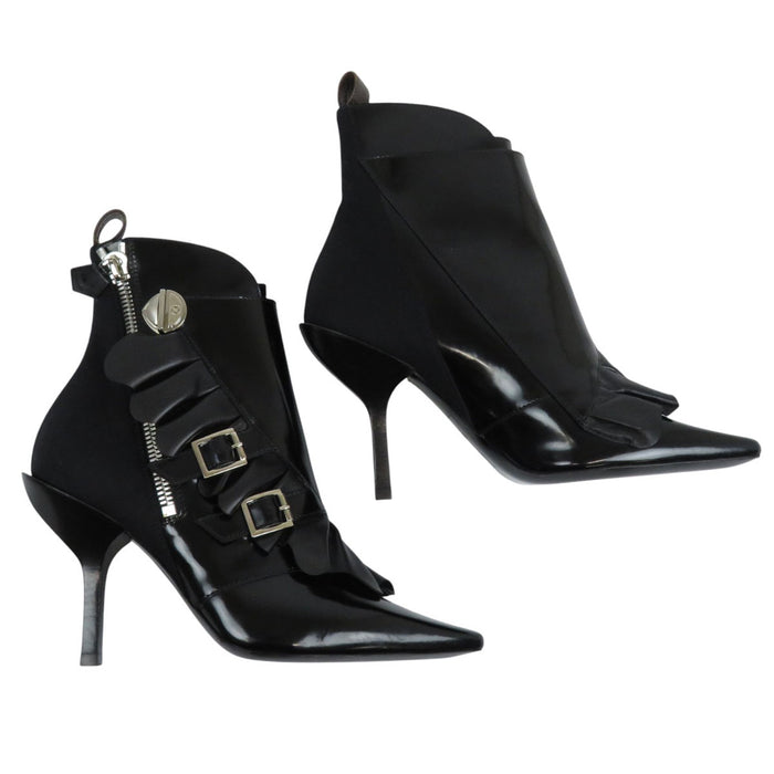 LOUIS VUITTON 
LV ロゴ パテントレザー ハイヒール 
ジャネット ライン アンクルブーツ 
モノグラム