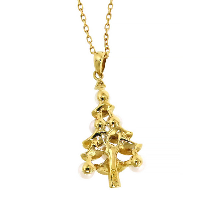 MIKIMOTO 
Christmas Tree Motif Necklace