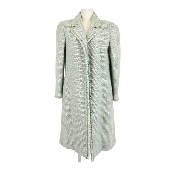 CHANEL 
00A COCO CC ロゴ ウール シルク 
ココマーク ミックス ツイード ロングコート