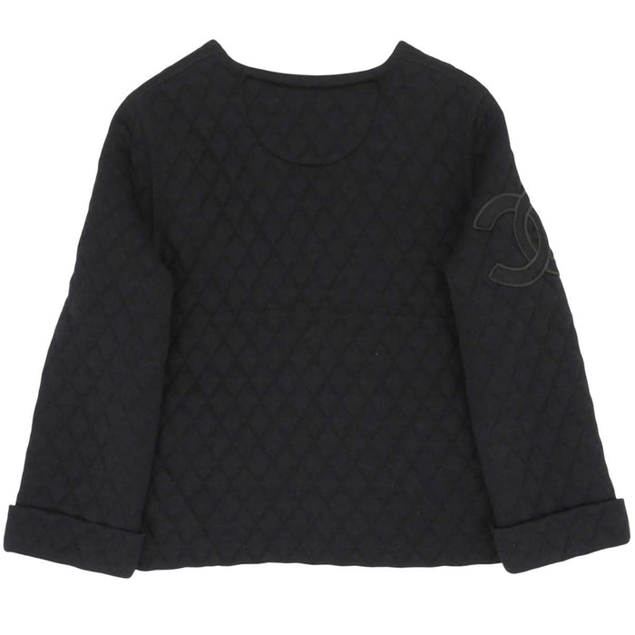 CHANEL 
COCO CC ロゴ マトラッセ 05A ウール チェーン Vネック 
ココマーク ジップアップ ノーカラー ジャケット