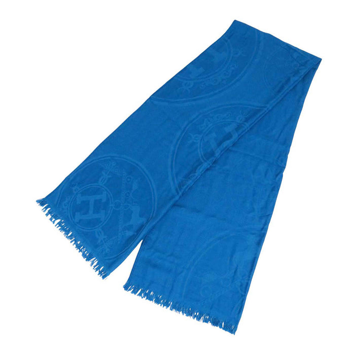 HERMES 
H アッシュ ロゴ カシミヤ シルク混 カシシル フリンジ 
ニュー リブリス ストール