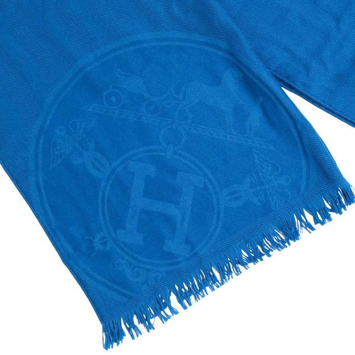 HERMES 
H アッシュ ロゴ カシミヤ シルク混 カシシル フリンジ 
ニュー リブリス ストール