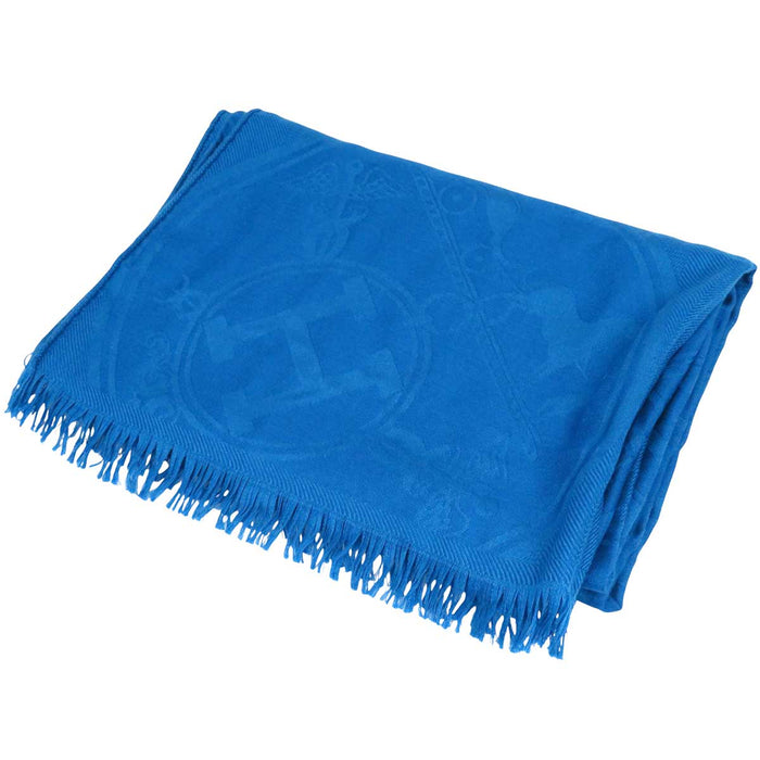 HERMES 
H アッシュ ロゴ カシミヤ シルク混 カシシル フリンジ 
ニュー リブリス ストール