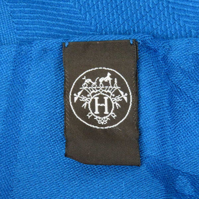 HERMES 
H アッシュ ロゴ カシミヤ シルク混 カシシル フリンジ 
ニュー リブリス ストール