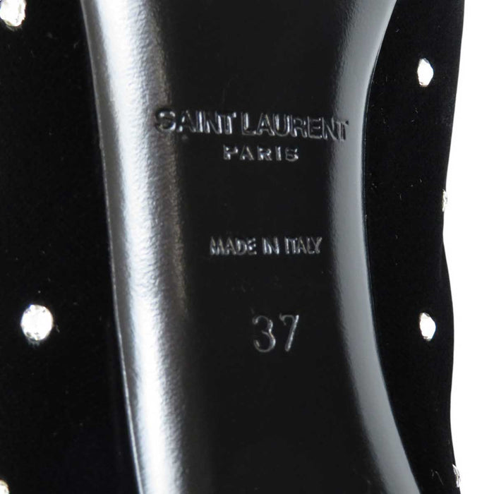 SAINT LAURENT PARIS 
ラインストーン ハイヒール 
ベロア ショートブーツ