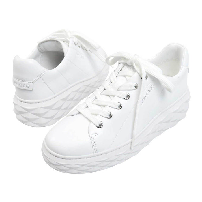 JIMMY CHOO 
レザー プラットフォーム ローカット ロゴ 
ダイヤモンド ライト マキシ F スニーカー