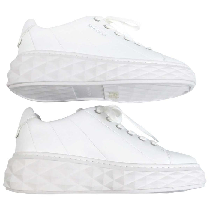 JIMMY CHOO 
レザー プラットフォーム ローカット ロゴ 
ダイヤモンド ライト マキシ F スニーカー