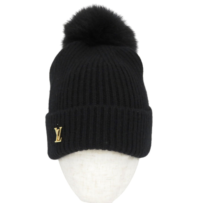 LOUIS VUITTON 
LV ロゴ フォックス ファー 
カシミヤ ニットキャップ